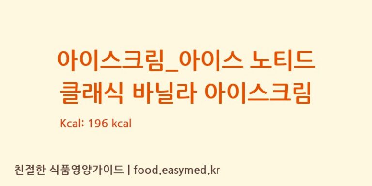 [배스킨라빈스] 아이스크림_아이스 노티드 클래식 바닐라 아이스크림 영양성분 (칼로리, 단백질, 나트륨)