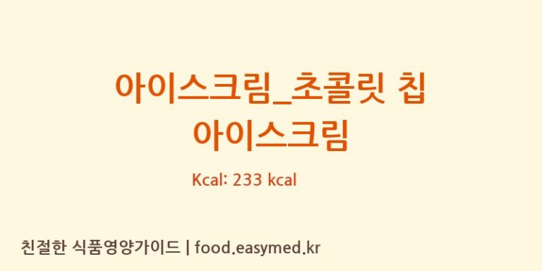 아이스크림_초콜릿 칩 아이스크림 칼로리 및 주요 영양소 분석 (배스킨라빈스)