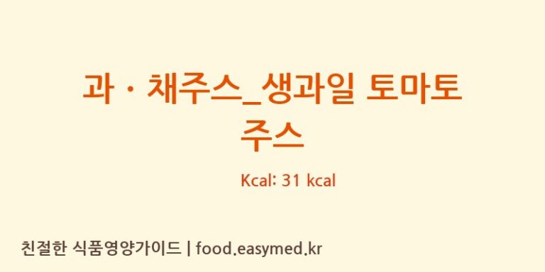 [이디야] 과ㆍ채주스_생과일 토마토 주스 다이어트 영양 정보 (당류, 단백질)