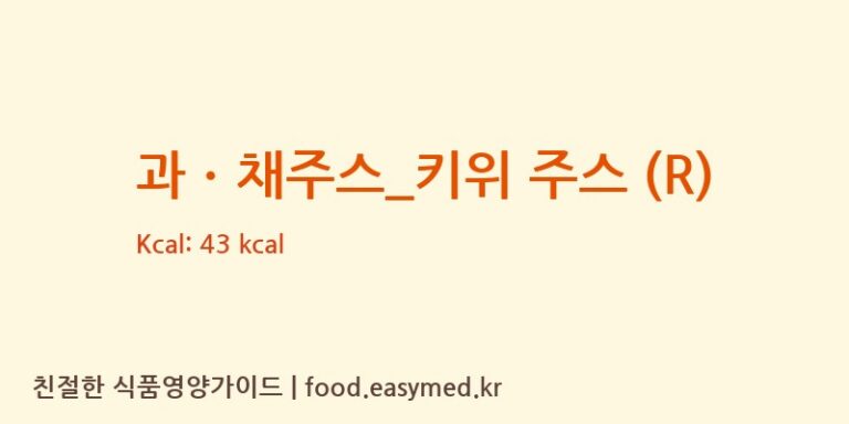 [카페베네] 과ㆍ채주스_키위 주스 (R) 영양성분 (칼로리, 단백질, 나트륨)