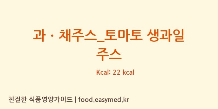 [요거프레소] 과ㆍ채주스_토마토 생과일 주스 영양성분 (칼로리, 단백질, 나트륨)