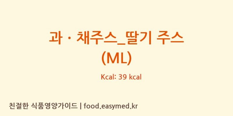 [더리터] 과ㆍ채주스_딸기 주스 (ML) 영양성분 (칼로리, 단백질, 나트륨)