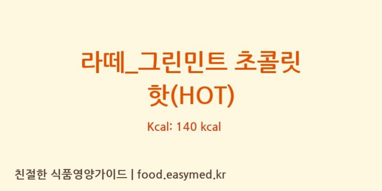 [탐앤탐스] 라떼_그린민트 초콜릿 핫(HOT) 영양성분 (칼로리, 단백질, 나트륨)