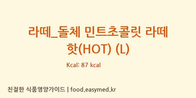 [드롭탑] 라떼_돌체 민트초콜릿 라떼 핫(HOT) (L) 다이어트 영양 정보 (당류, 단백질)