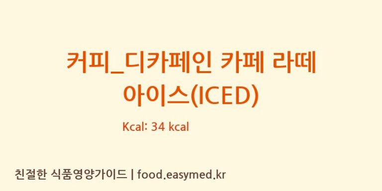 커피_디카페인 카페 라떼 아이스(ICED) 칼로리 및 주요 영양소 분석 (할리스)