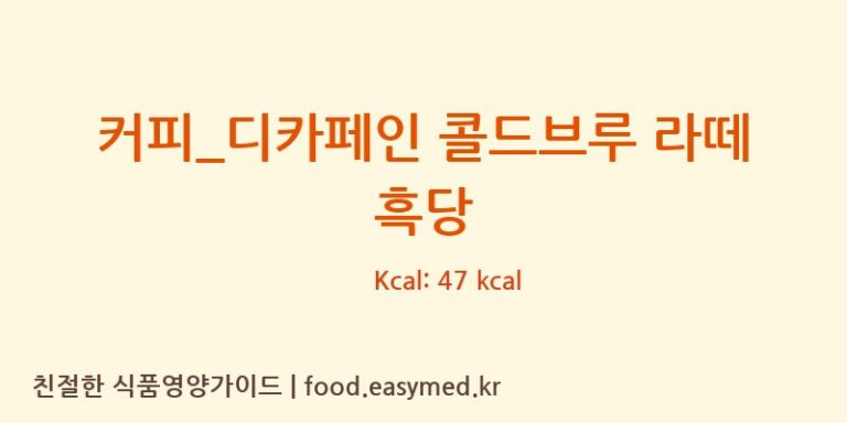 [빽다방] 커피_디카페인 콜드브루 라떼 흑당 영양성분 (칼로리, 단백질, 나트륨)