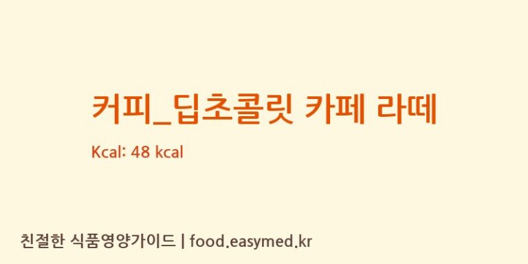 커피_딥초콜릿 카페 라떼 칼로리 및 주요 영양소 분석 (드롭탑)