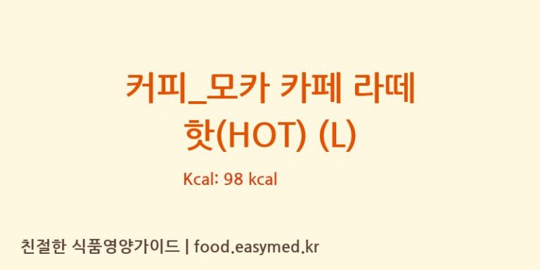 [공차] 커피_모카 카페 라떼 핫(HOT) (L) 다이어트 영양 정보 (당류, 단백질)
