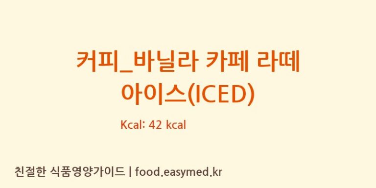 [카페띠아모] 커피_바닐라 카페 라떼 아이스(ICED) 영양성분 (칼로리, 단백질, 나트륨)