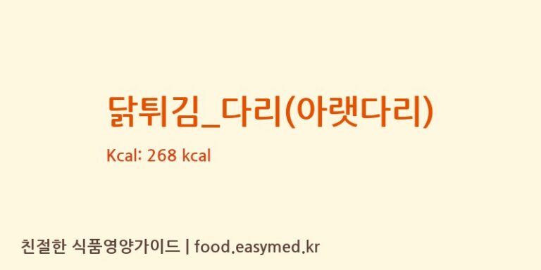 닭튀김_다리(아랫다리) 영양성분 (칼로리, 단백질, 나트륨)
