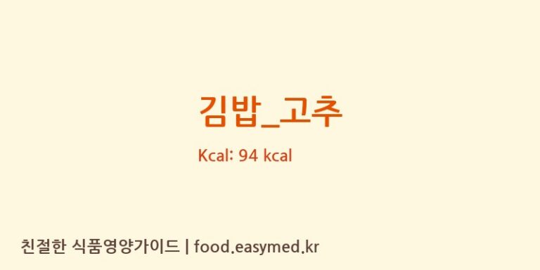 김밥_고추 영양성분 (칼로리, 단백질, 나트륨)