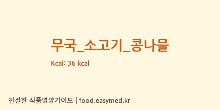 무국_소고기_콩나물 영양성분 (칼로리, 단백질, 나트륨)