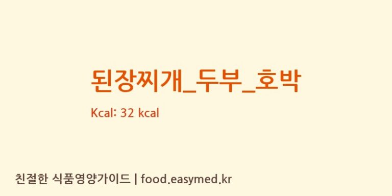 된장찌개_두부_호박 영양성분 (칼로리, 단백질, 나트륨)