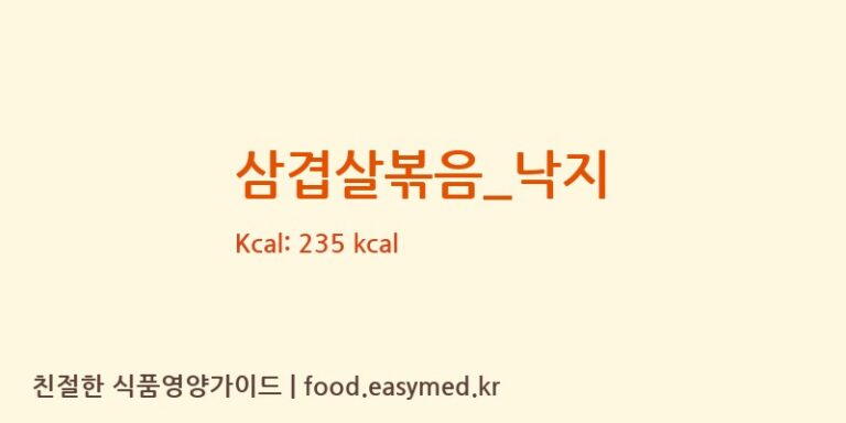 삼겹살볶음_낙지 영양성분 (칼로리, 단백질, 나트륨)
