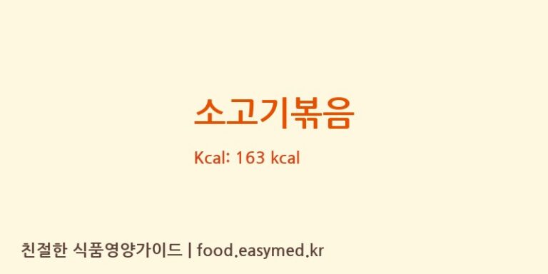 소고기볶음 영양성분 (칼로리, 단백질, 나트륨)