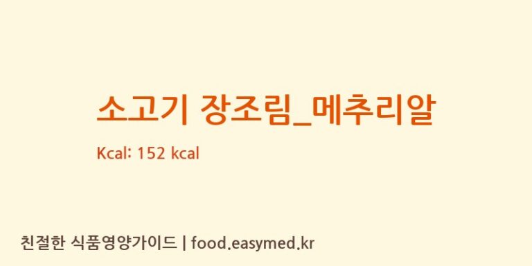 소고기 장조림_메추리알 영양성분 (칼로리, 단백질, 나트륨)