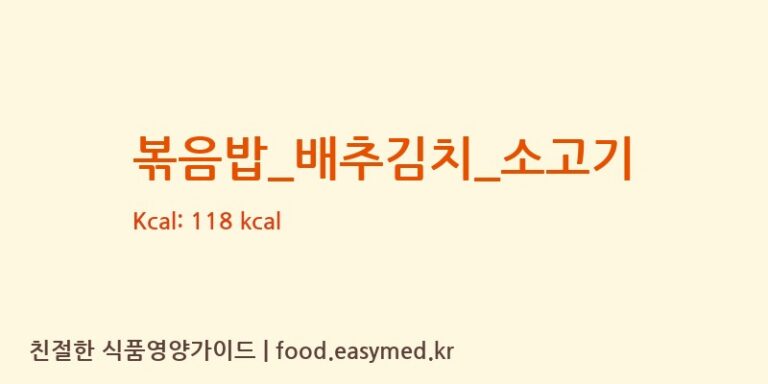 볶음밥_배추김치_소고기 영양성분 (칼로리, 단백질, 나트륨)
