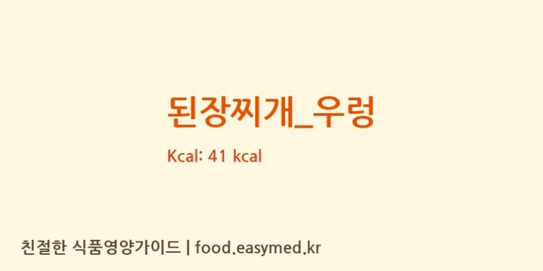 된장찌개_우렁 영양성분 (칼로리, 단백질, 나트륨)