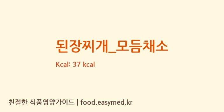 된장찌개_모듬채소 영양성분 (칼로리, 단백질, 나트륨)