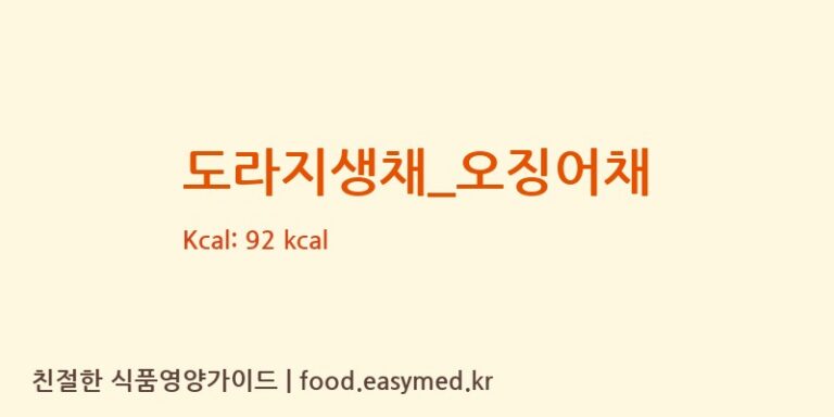 도라지생채_오징어채 영양성분 (칼로리, 단백질, 나트륨)