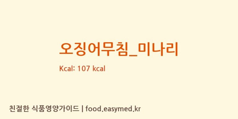 오징어무침_미나리 영양성분 (칼로리, 단백질, 나트륨)