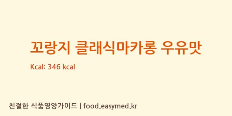 꼬랑지 클래식마카롱 우유맛 칼로리 및 주요 영양소 분석 (꼬랑지마카롱)