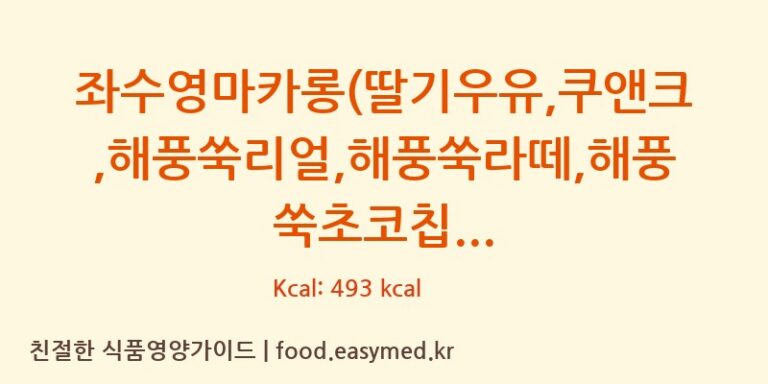[명품디저트] 좌수영마카롱(딸기우유 쿠앤크 해풍쑥리얼 해풍쑥라떼 해풍쑥초코칩 다이어트 영양 정보 (당류, 단백질)