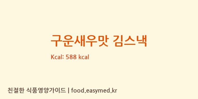 구운새우맛 김스낵 칼로리 및 주요 영양소 분석 (풍전나이스제과(주))