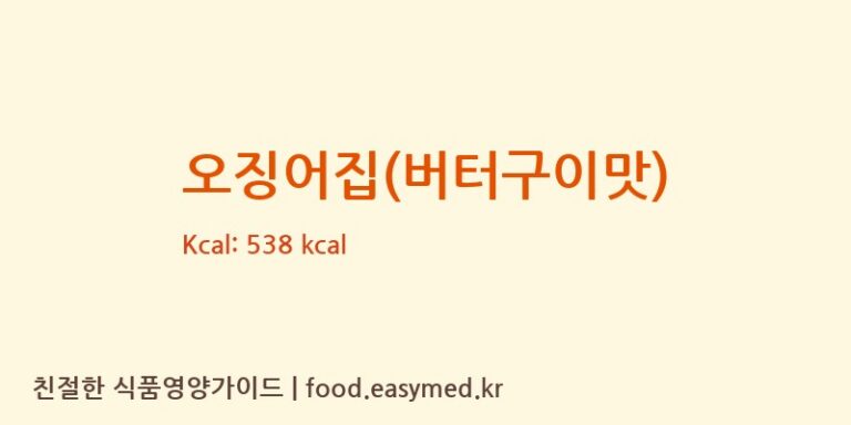 오징어집(버터구이맛) 칼로리 및 주요 영양소 분석 (㈜농심)