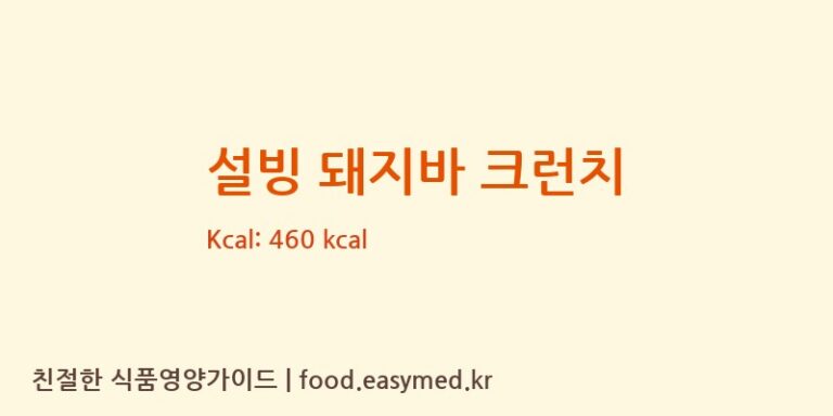 [상일식품(주)] 설빙 돼지바 크런치 영양성분 (칼로리, 단백질, 나트륨)