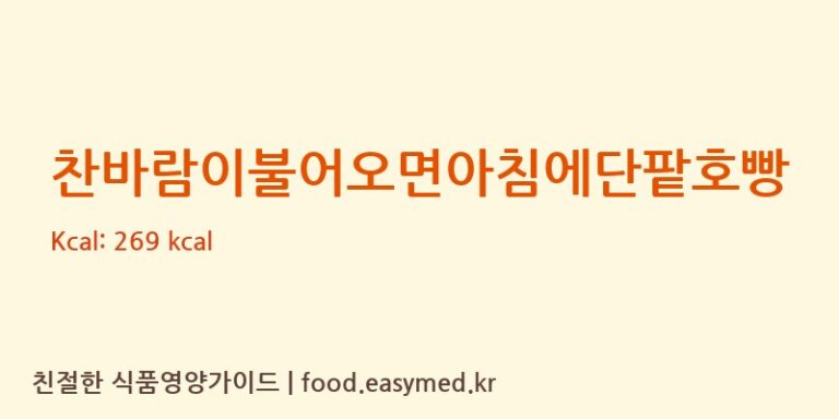 찬바람이불어오면아침에단팥호빵 칼로리 및 주요 영양소 분석 (㈜에스피씨삼립)