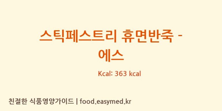 [(주)샤니] 스틱페스트리 휴면반죽 – 에스 영양성분 (칼로리, 단백질, 나트륨)