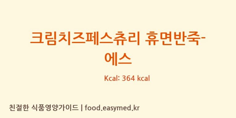 크림치즈페스츄리 휴면반죽-에스 칼로리 및 주요 영양소 분석 ((주)샤니)