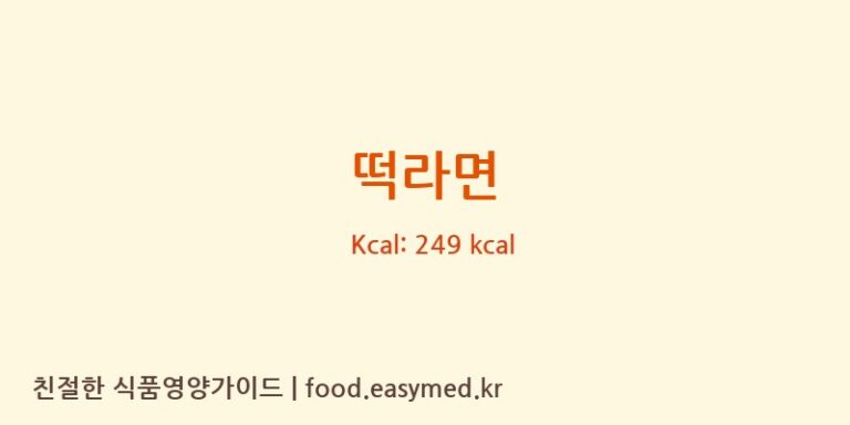 떡라면 칼로리 및 주요 영양소 분석 (농업회사법인 (주)영풍)