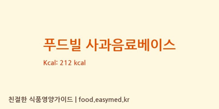 [(주)우양(청양공장)] 푸드빌 사과음료베이스 다이어트 영양 정보 (당류, 단백질)