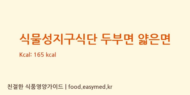 [㈜푸른촌] 식물성지구식단 두부면 얇은면 다이어트 영양 정보 (당류, 단백질)