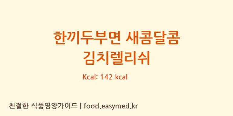 한끼두부면 새콤달콤 김치렐리쉬 칼로리 및 주요 영양소 분석 (㈜푸른촌)