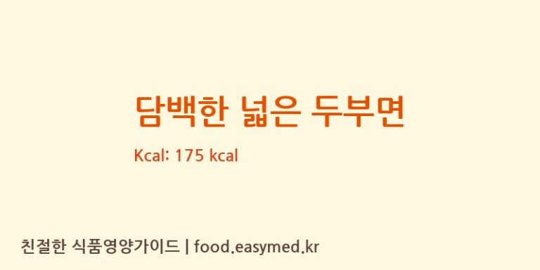 담백한 넓은 두부면 칼로리 및 주요 영양소 분석 (㈜맑은물에)