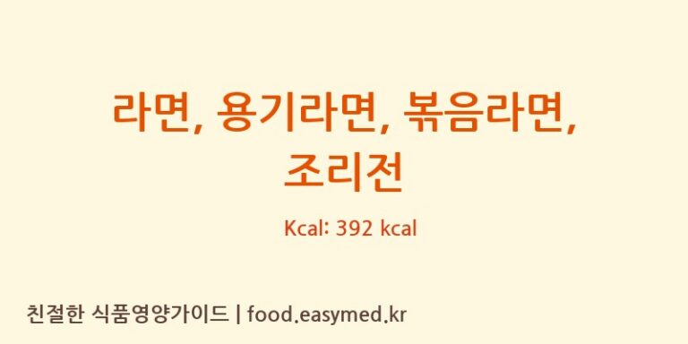 라면, 용기라면, 볶음라면, 조리전 영양성분 (칼로리, 단백질, 나트륨)