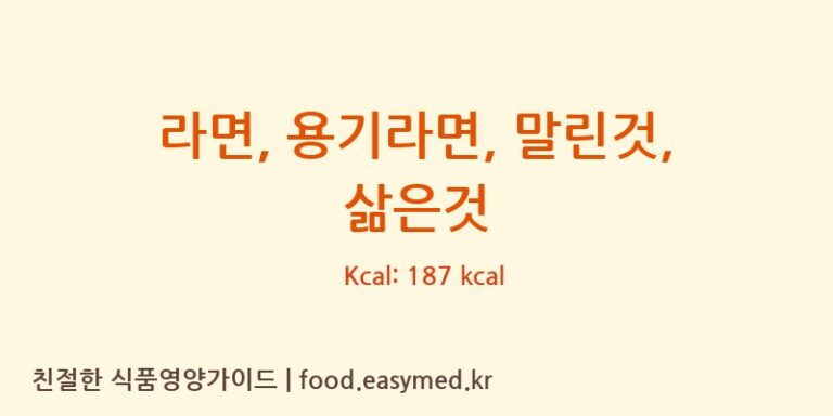 라면, 용기라면, 말린것, 삶은것 영양성분 (칼로리, 단백질, 나트륨)