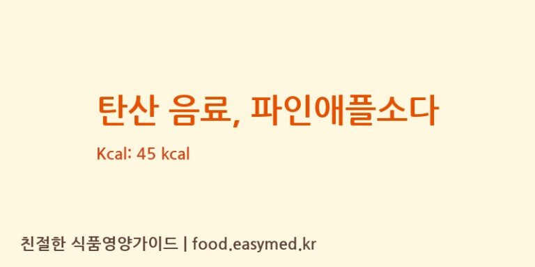 탄산 음료, 파인애플소다 영양성분 (칼로리, 단백질, 나트륨)