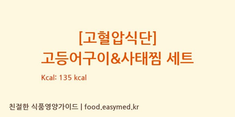 [고혈압식단] 고등어구이&사태찜 세트 칼로리 및 주요 영양소 분석 ((주)현대그린푸드스마트푸드센터)