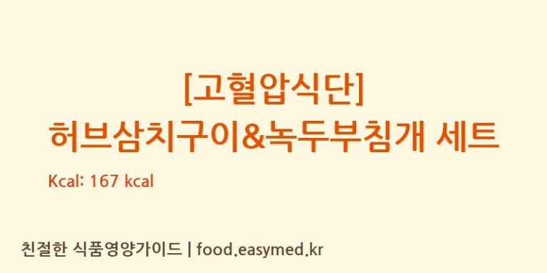 [(주)현대그린푸드스마트푸드센터] [고혈압식단] 허브삼치구이&녹두부침개 세트 영양성분 (칼로리, 단백질, 나트륨)