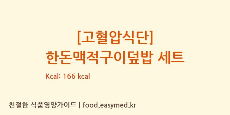 [(주)현대그린푸드스마트푸드센터] [고혈압식단] 한돈맥적구이덮밥 세트 영양성분 (칼로리, 단백질, 나트륨)