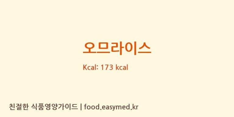 오므라이스 영양성분 (칼로리, 단백질, 나트륨)