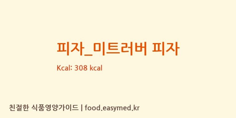 [피자스쿨] 피자_미트러버 피자 영양성분 (칼로리, 단백질, 나트륨)