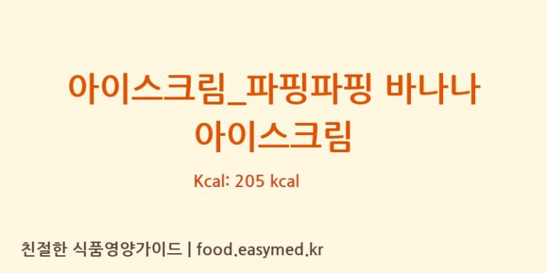 [배스킨라빈스] 아이스크림_파핑파핑 바나나 아이스크림 영양성분 (칼로리, 단백질, 나트륨)
