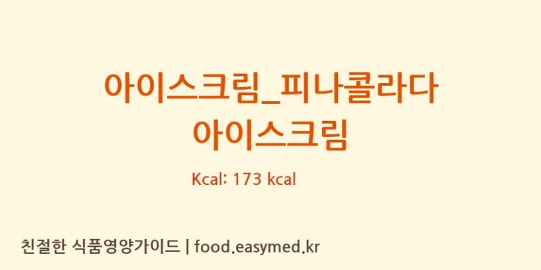 아이스크림_피나콜라다 아이스크림 칼로리 및 주요 영양소 분석 (배스킨라빈스)