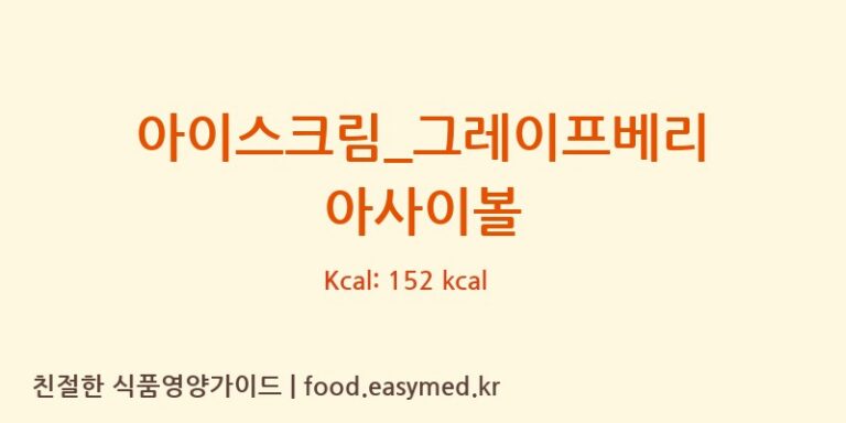 아이스크림_그레이프베리 아사이볼 칼로리 및 주요 영양소 분석 (요거트아이스크림의 정석)