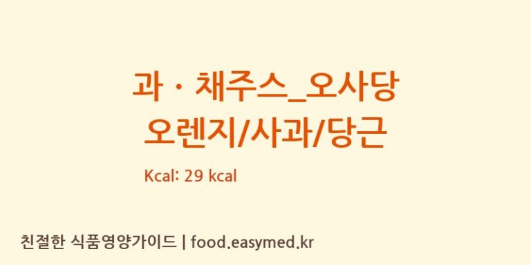 [더벤티] 과ㆍ채주스_오사당 오렌지/사과/당근 영양성분 (칼로리, 단백질, 나트륨)